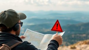 Călător periculos cu hartă și marcaj roșu
